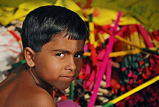 一个,女孩,头像,孩子,库尔纳市,孟加拉,十二月,2007年