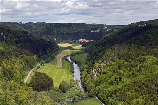 多瑙河,山谷,俯视,巴登符腾堡,德国,欧洲