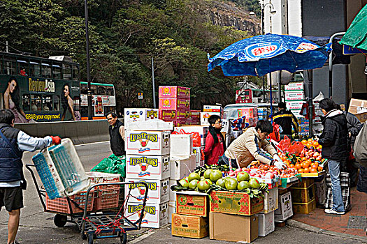 路边,食品摊,采石场,湾,香港