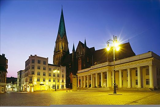 大教堂,市场,广场,修威林,梅克伦堡前波莫瑞州,德国