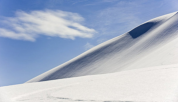 云,堆积,上方,积雪,东方,斜坡,山,靠近,阿拉斯加