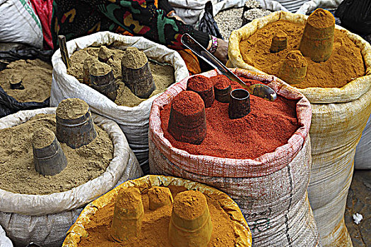 尼泊尔,加德满都,市场,调味品