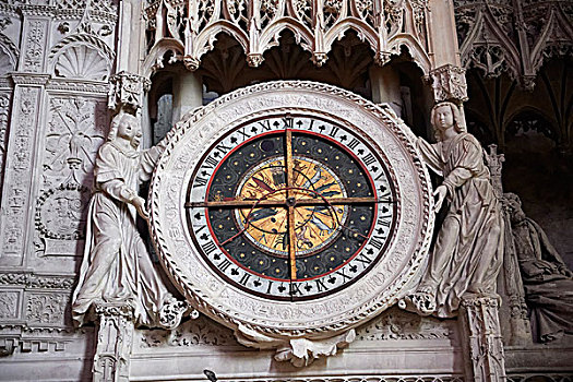 16世纪,华丽,哥特式,占星,钟表,合唱团,大教堂,沙特尔大教堂,世界遗产,法国,欧洲