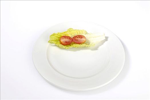 莴苣叶,西红柿,盘子