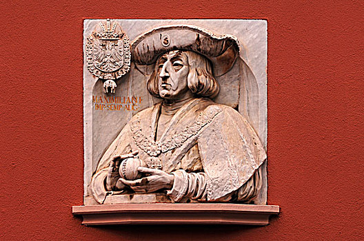纪念,牌匾,马克西米利安,第一,客人,房子,15世纪,德国,欧洲