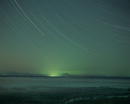 湿地,山,夜晚