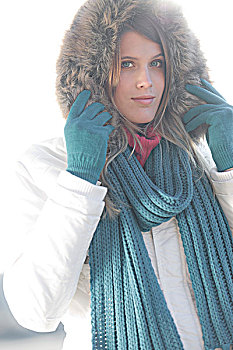 冬季时尚,女人,毛皮,帽子,柔光