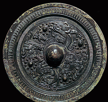 中国,青铜,镜子,神,二世纪,艺术家,未知