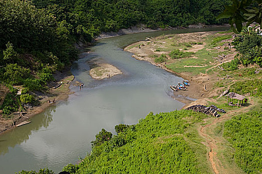 俯视,河,禁止,山,孟加拉,十月,2008年