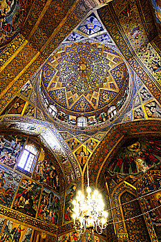 圆顶,拱顶,壁画,亚美尼亚,东正教,大教堂,伊斯法罕,伊朗,亚洲
