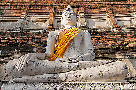佛像,正面,佛塔,寺院,大城府,泰国,世界遗产