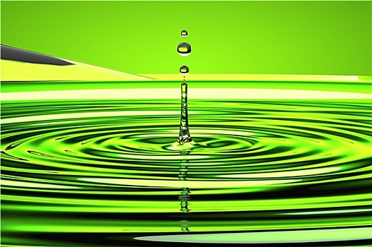 水滴,波浪,上方,绿色