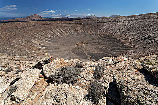 火山地貌,火山,火山口,兰索罗特岛,加纳利群岛,西班牙,欧洲