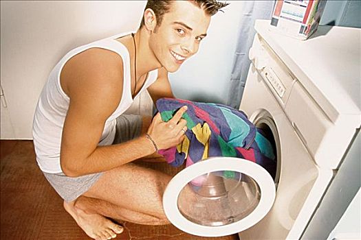 男人,洗衣机