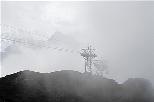 缆车,雾,靠近,山谷,施维茨,瑞士