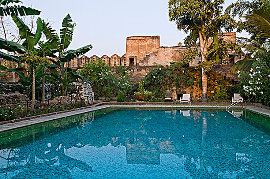 水池,防御墙,文化遗产,酒店,堡垒,中央邦,印度,亚洲