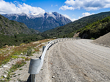 弯路,南,砾石,表面,山脉,背景,巴塔哥尼亚,智利