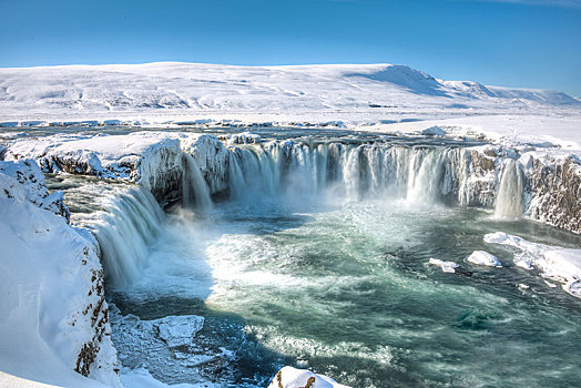 瀑布,冬天,冰雪,区域,冰岛,欧洲