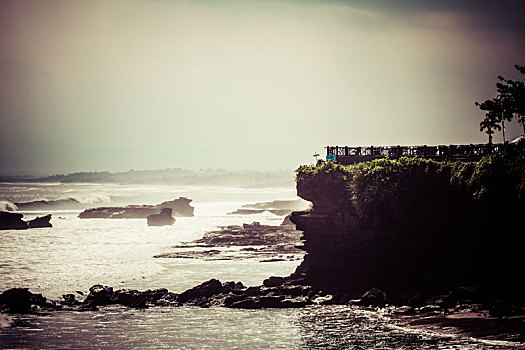 世界闻名,海神庙,庙宇,陆地,海中,巴厘岛