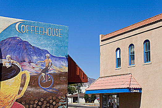 壁画,咖啡馆,索科罗镇,新墨西哥,美国