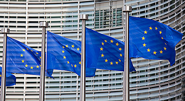 欧洲,旗帜,正面,回扣,总部,布鲁塞尔