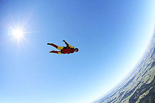 跳伞运动员,脸朝下,高处,巴伐利亚,德国