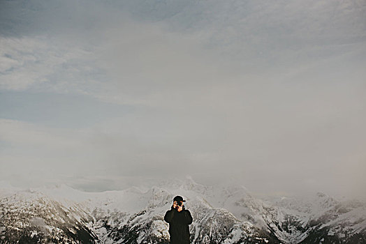 摄影师,积雪,山,加拿大