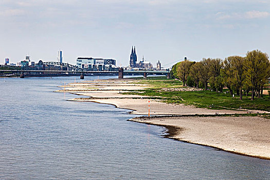 科隆,低水位,莱茵河,北莱茵-威斯特伐利亚,德国,欧洲