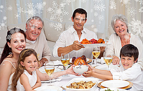 祖父母,父母,孩子,家庭,餐饭