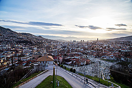 波黑首都萨拉热窝的全景