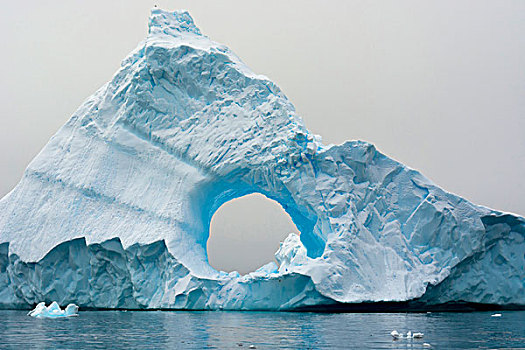 南极,湾,巨大,冰山,洞,中间