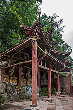四川省安岳县孔雀洞寺院开创于北宋的三佛洞,阿弥陀佛洞,观音经变龛