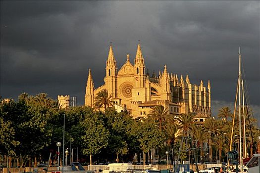 大教堂,安东尼奥-高迪,帕尔马,马略卡岛,巴利阿里群岛,西班牙,欧洲