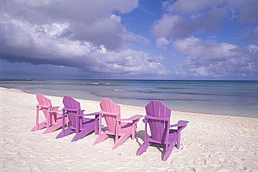 沙滩椅,完美,度假,加勒比,场景,椅子,海洋,维京群岛