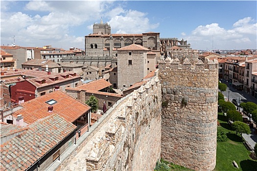 古老,墙壁,大教堂,卡斯提尔,西班牙