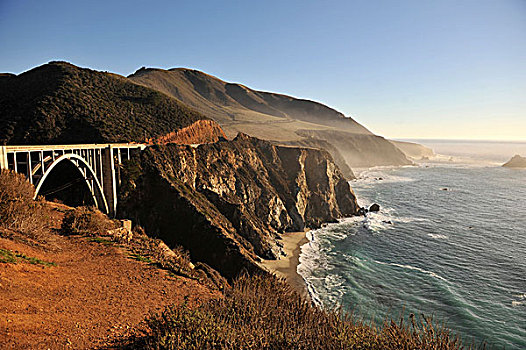 桥,太平洋海岸公路,公路,大,加利福尼亚,美国,北美