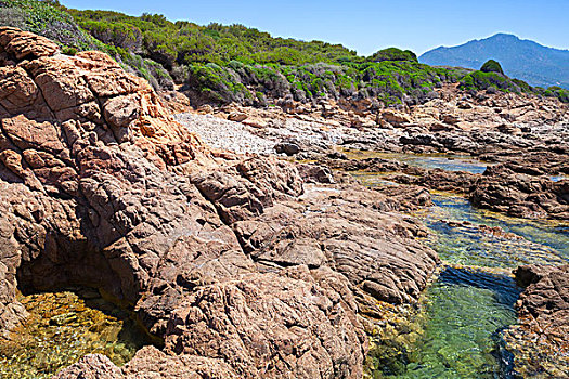 海边风景,石头,泻湖,科西嘉岛,岛屿,海滩