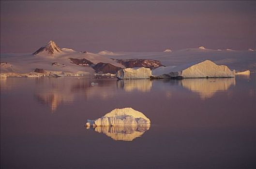 日出,上方,冰山,南极海峡,南极