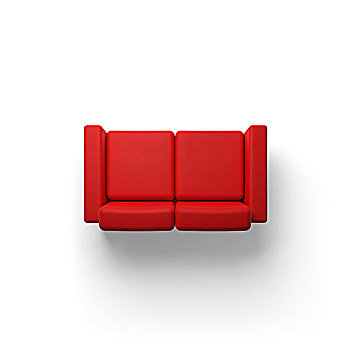 红色,沙发,隔绝,白色背景,空,地面,背景,插画,俯视