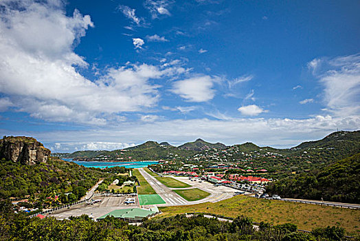 法国,西印度群岛,古斯塔瓦,机场,俯视图
