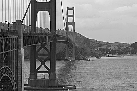 黑白,金门大桥,旧金山湾,加利福尼亚,美国