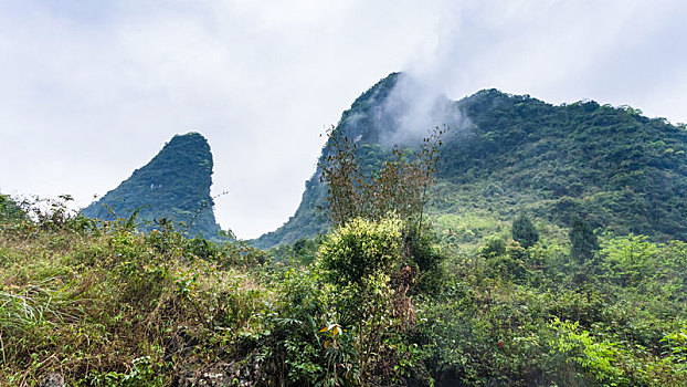 云,上方,山峰,阳朔