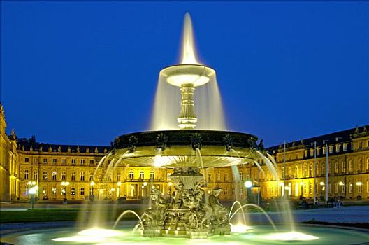 喷泉,斯图加特,德国,欧洲