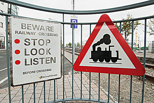 标识,栅栏,警告,铁道口,爱尔兰