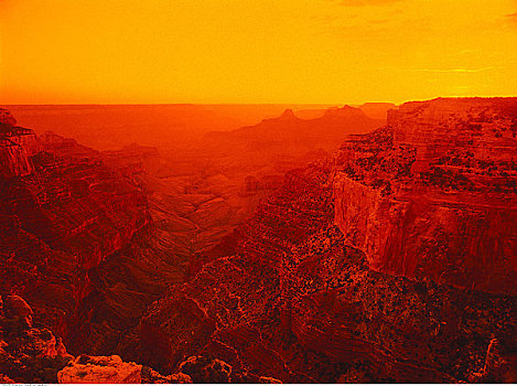 俯视,大峡谷国家公园,日落,岬角,皇家,北缘,亚利桑那,美国