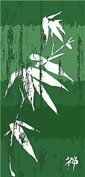 绿色,竹子,旧式,插画,海报