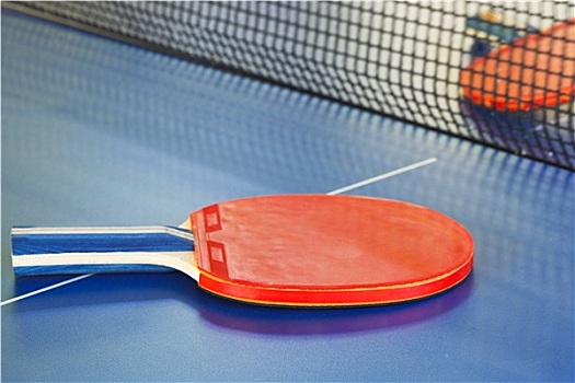 两个,红色,网球拍,乒乓,桌子