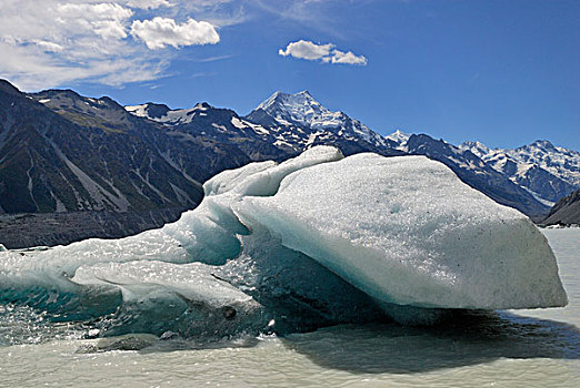 冰山,塔斯曼,湖,库克峰国家公园,南岛,新西兰