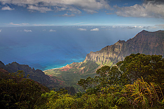 美国,夏威夷,毛伊岛,峡谷,俯瞰