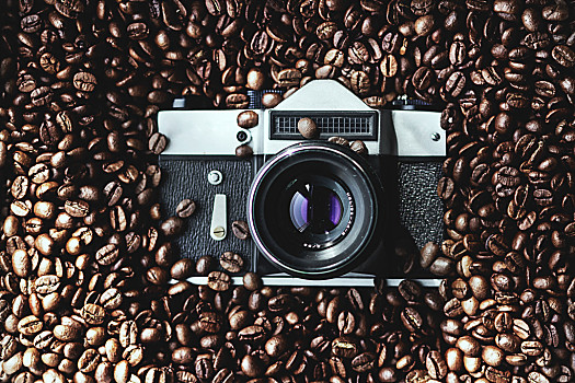 相机,咖啡豆